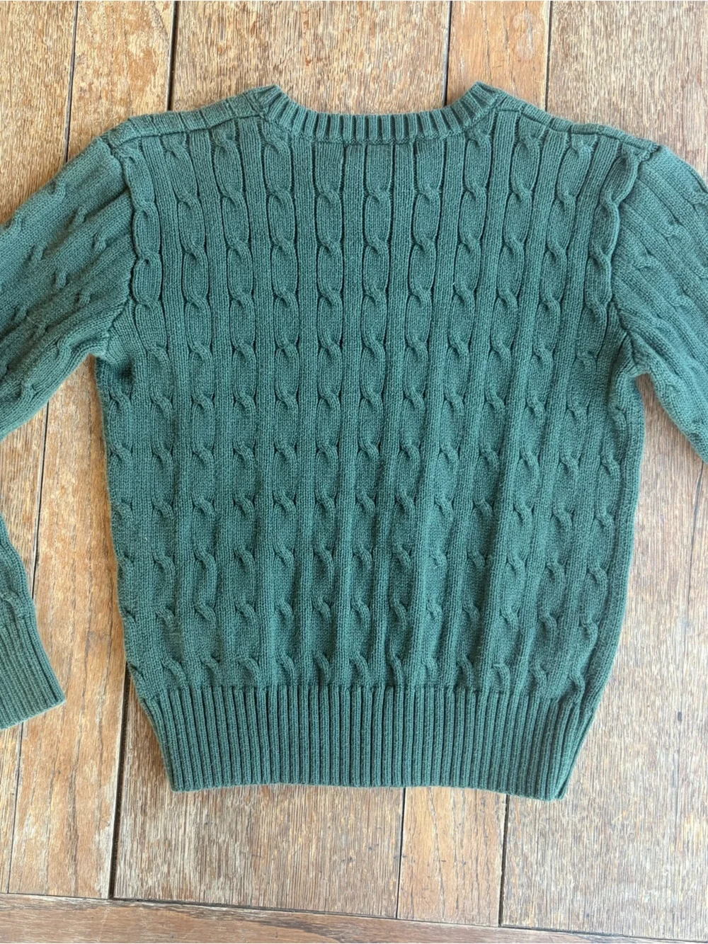 Polo by Ralph Lauren Green Cable-Knit Crewneck Sweater Youth Size Small 0369